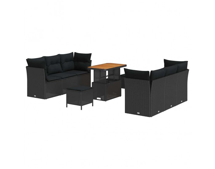 Sonata H Градински Софа Комплект 9 pcs Черно 90 x 55 x 71 cm