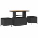 Sonata Set de canapele pentru grădină cu pernă 9 pcs Negru poliratan