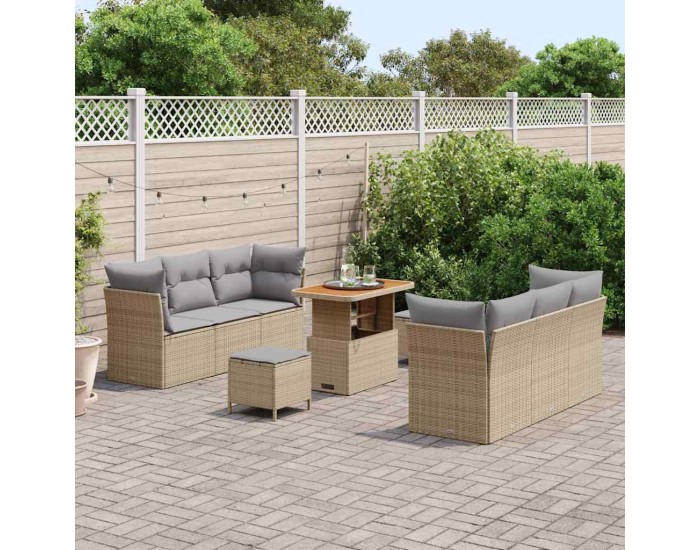 Sonata Set de canapele pentru grădină 9 pcs Beige și gri deschis