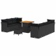 Sonata Set de canapele pentru grădină cu pernă Manual 10 pcs Negru