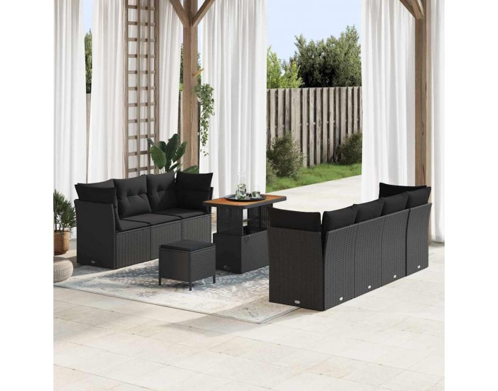 Sonata H Градински Софа Комплект 10 pcs Черно 90 x 55 x 71 cm