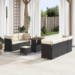 Sonata H Градински Софа Комплект 10 pcs Черно и кремаво 90 x 55 x 71 cm - Canapele și bănci de grădină