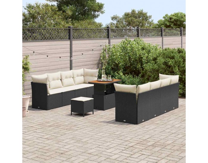 Sonata H Градински Софа Комплект 11 pcs Черно и кремаво 90 x 55 x 71 cm