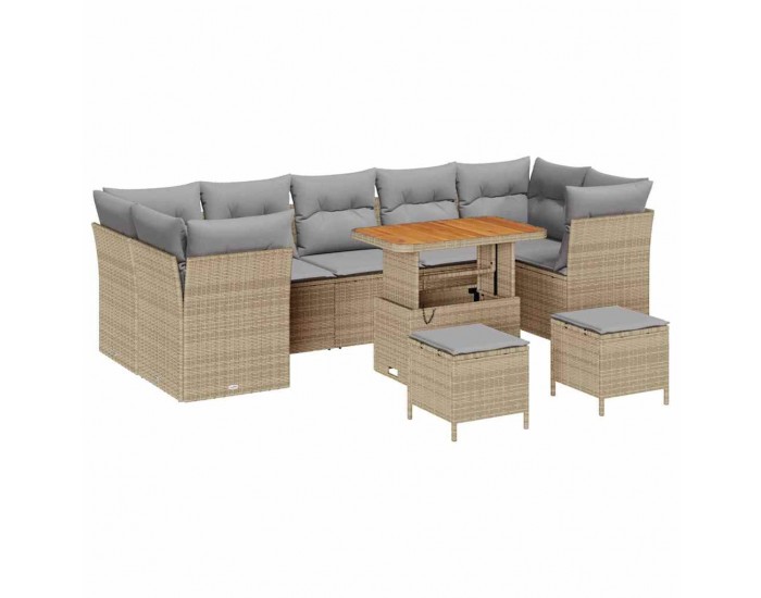 Sonata H Градински Софа Комплект 10 pcs бежово и светлосиво