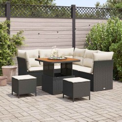 Sonata H Градински Софа Комплект 8 pcs Черно и кремаво 80 x 80 x 71 cm - Canapele și bănci de grădină