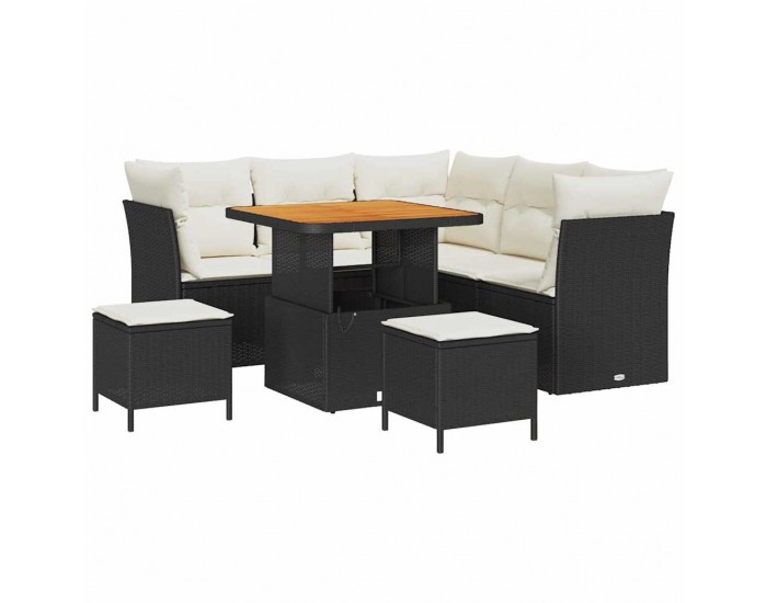 Sonata H Градински Софа Комплект 8 pcs Черно и кремаво 80 x 80 x 71 cm