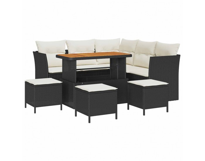 Sonata H Градински Софа Комплект 9 pcs Черно и кремаво 110 x 55 x 71 см