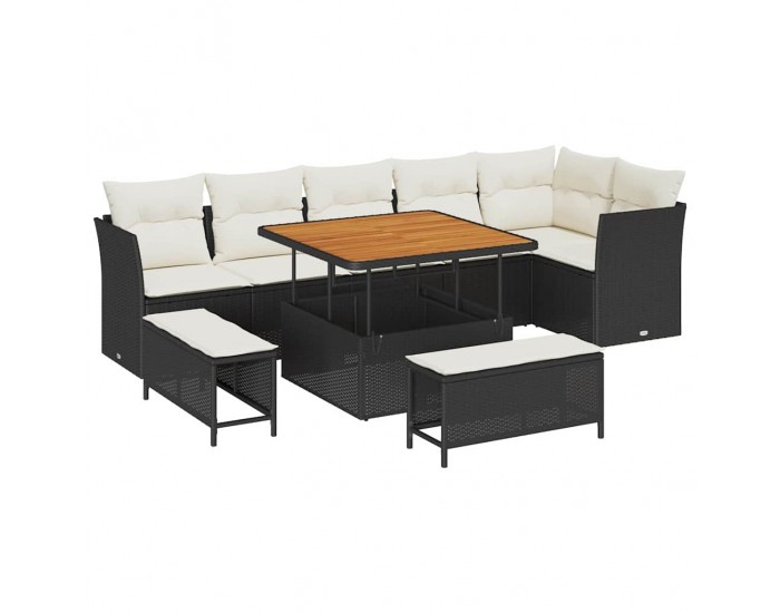Sonata H Градински Софа Комплект 9 pcs Черно и кремаво 100 x 100 x 71 cm