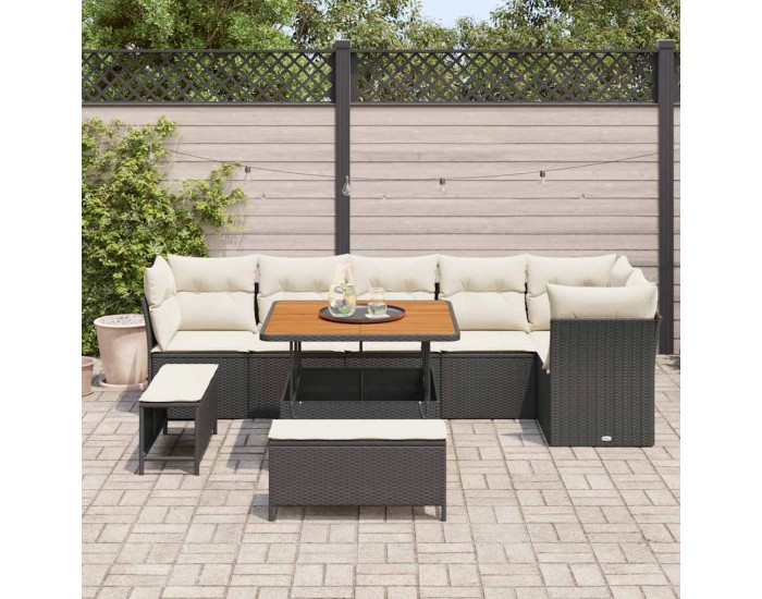 Sonata H Градински Софа Комплект 9 pcs Черно и кремаво 100 x 100 x 71 cm