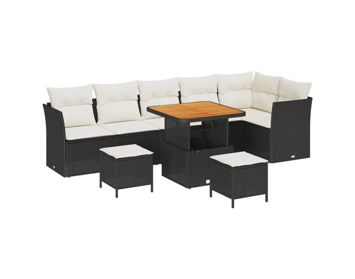 Sonata H Градински Софа Комплект 9 pcs Черно и кремаво 80 x 80 x 71 cm