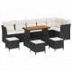 Sonata H Градински Софа Комплект 10 pcs Черно и кремаво 110 x 55 x 71 см