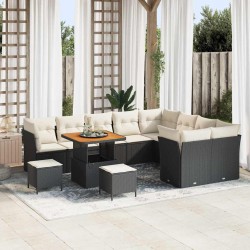 Sonata H Градински Софа Комплект 12 pcs Черно и кремаво 80 x 80 x 71 cm - Canapele și bănci de grădină