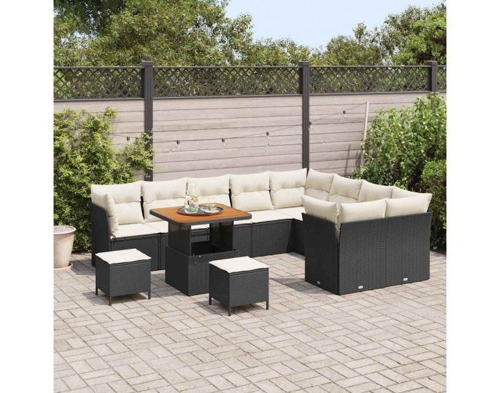 Sonata H Градински Софа Комплект 12 pcs Черно и кремаво 80 x 80 x 71 cm