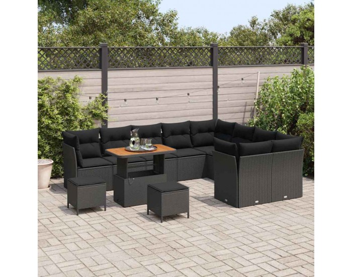 Sonata H Градински Софа Комплект 12 pcs Черно 90 x 55 x 71 cm