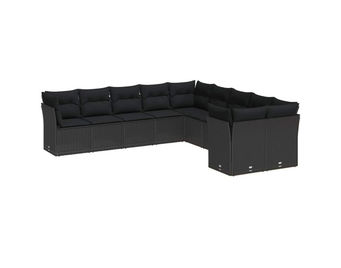 Sonata Set de canapele pentru grădină 13 buc. Negru poliratan