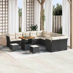 Sonata H Градински Софа Комплект 13 pcs Черно и кремаво 80 x 80 x 71 cm - Canapele și bănci de grădină