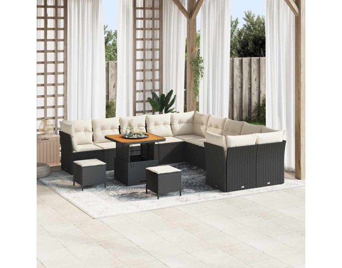 Sonata H Градински Софа Комплект 13 pcs Черно и кремаво 80 x 80 x 71 cm