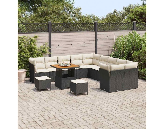 Sonata H Градински Софа Комплект 13 pcs Черно и кремаво 80 x 80 x 71 cm