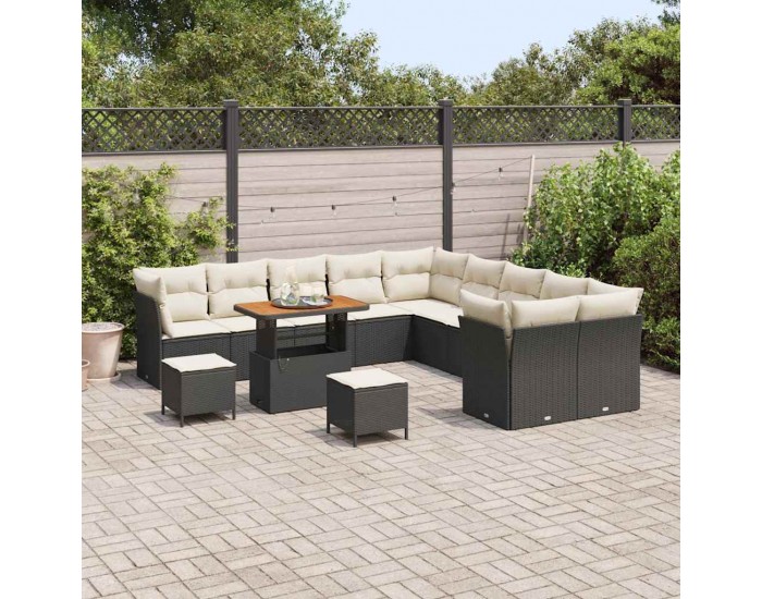 Sonata H Градински Софа Комплект 13 pcs Черно и кремаво 90 x 55 x 71 cm
