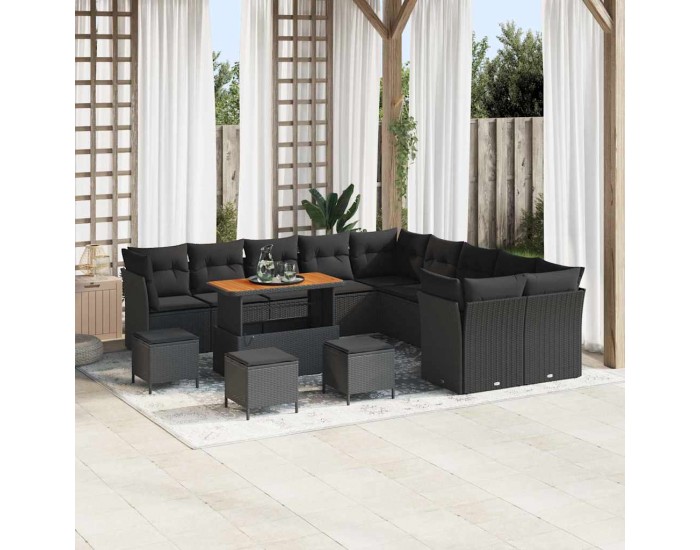 Sonata H Градински Софа Комплект 14 pcs Черно 110 x 55 x 71 см