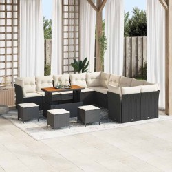 Sonata H Градински Софа Комплект 14 pcs Черно и кремаво 110 x 55 x 71 см - Canapele și bănci de grădină