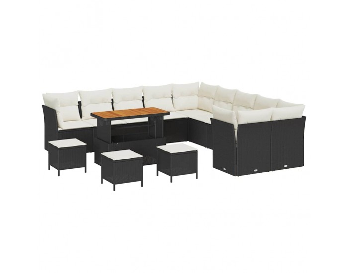 Sonata H Градински Софа Комплект 14 pcs Черно и кремаво 110 x 55 x 71 см