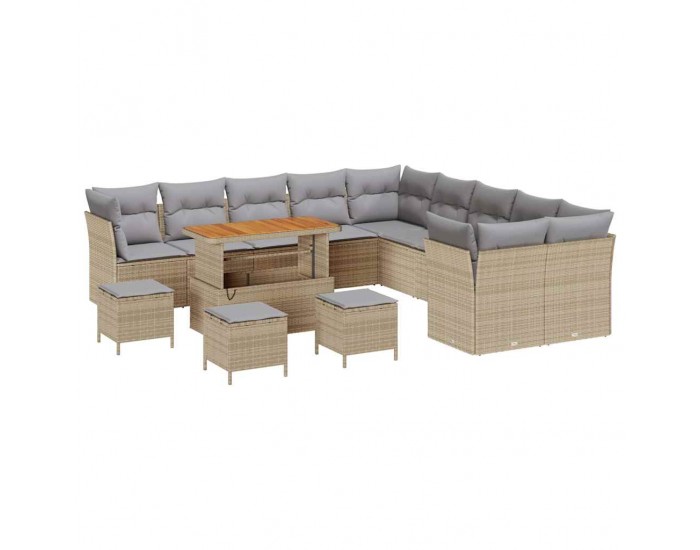 Sonata H Градински Софа Комплект 14 pcs бежово и светлосиво