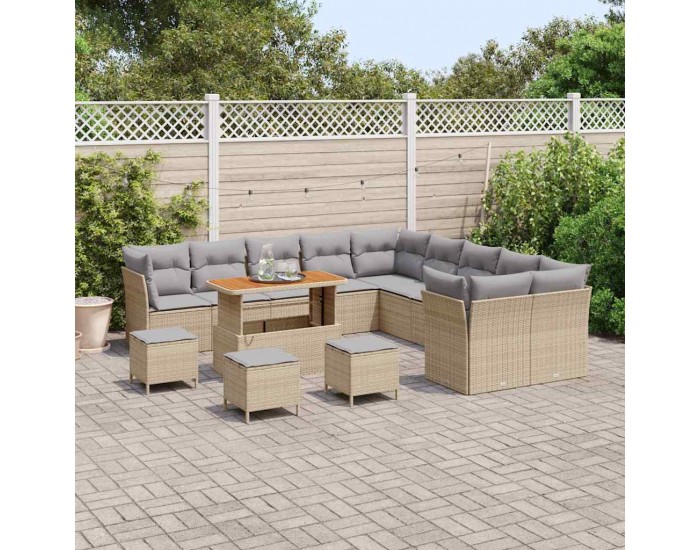 Sonata H Градински Софа Комплект 14 pcs бежово и светлосиво