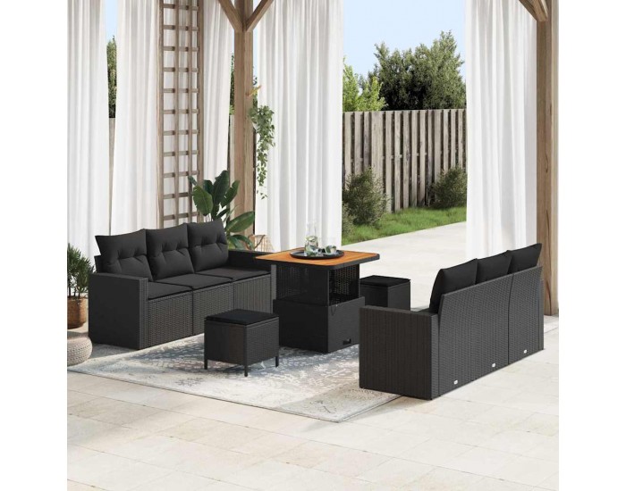 Sonata H Градински Софа Комплект 9 pcs Черно 80 x 80 x 71 cm