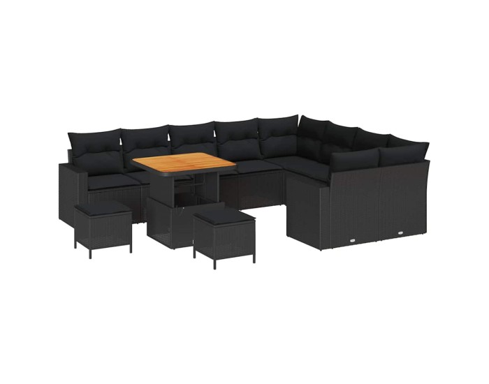 Sonata Set de canapele pentru grădină 13 buc. 10-Număr de locuri Negru