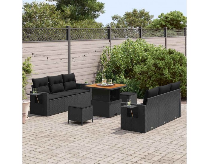 Sonata H Градински Софа Комплект 9 pcs Черно 80 x 80 x 71 cm
