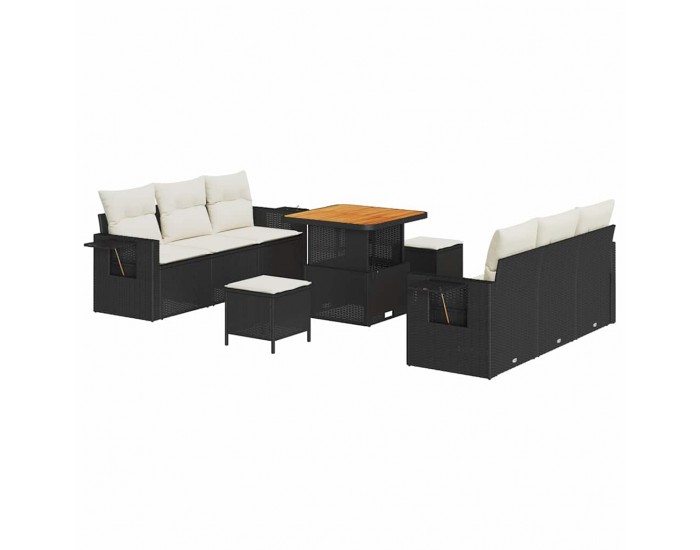 Sonata H Градински Софа Комплект 9 pcs Черно и кремаво 80 x 80 x 71 cm