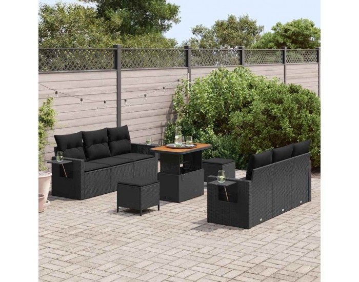 Sonata H Градински Софа Комплект 9 pcs Черно 90 x 55 x 71 cm