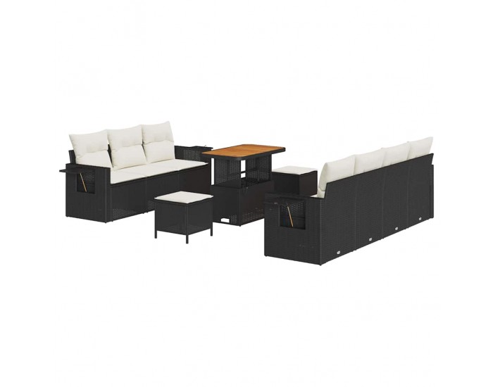 Sonata H Градински Софа Комплект 10 pcs Черно и кремаво 90 x 55 x 71 cm