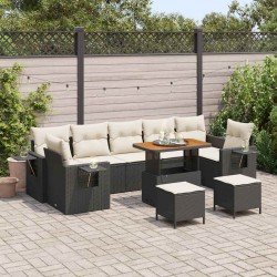 Sonata H Градински Софа Комплект 10 pcs Черно и кремаво 90 x 55 x 71 cm - Canapele și bănci de grădină