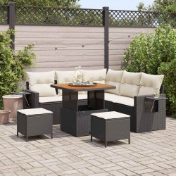 Sonata H Градински Софа Комплект 8 pcs Черно и кремаво 80 x 80 x 71 cm - Canapele și bănci de grădină