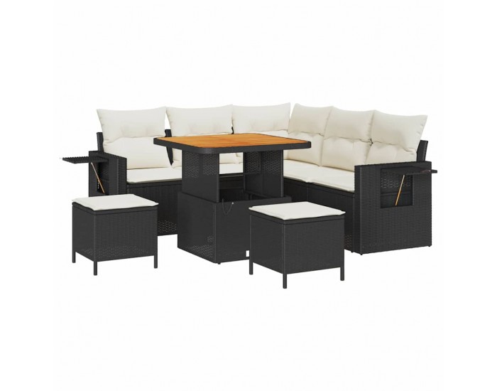 Sonata H Градински Софа Комплект 8 pcs Черно и кремаво 80 x 80 x 71 cm