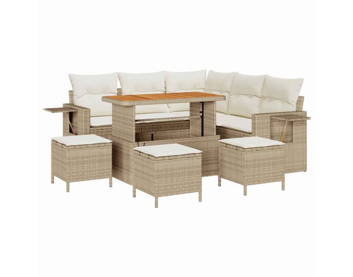 Sonata H Градински Софа Комплект 9 pcs бежово и кремаво 110 x 55 x 71 см