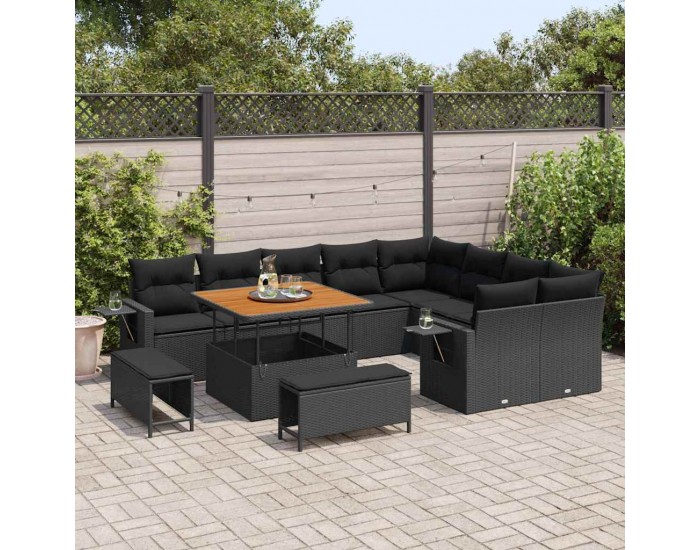 Sonata H Градински Софа Комплект 12 pcs Черно 100 x 100 x 71 cm