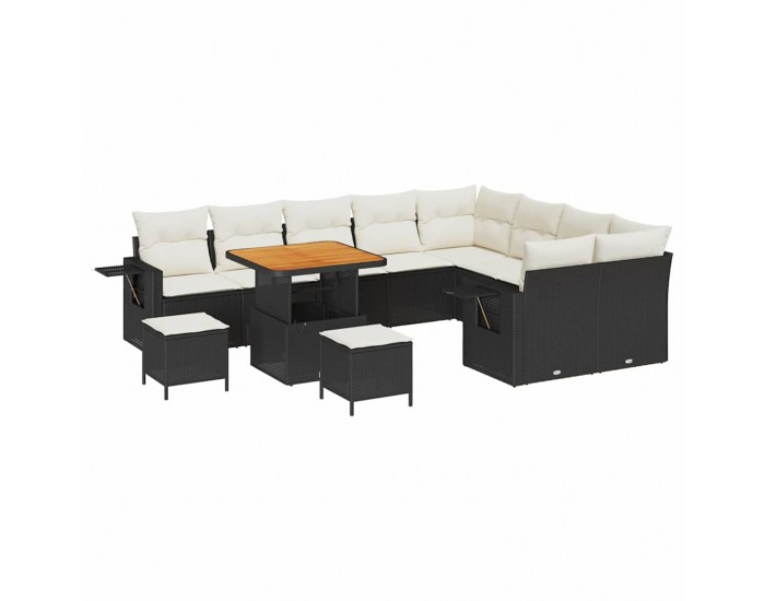 Sonata H Градински Софа Комплект 12 pcs Черно и кремаво 80 x 80 x 71 cm