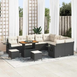 Sonata H Градински Софа Комплект 12 pcs Черно и кремаво 90 x 55 x 71 cm - Canapele și bănci de grădină