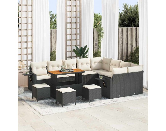 Sonata H Градински Софа Комплект 13 pcs Черно и кремаво 110 x 55 x 71 см
