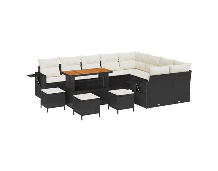Sonata H Градински Софа Комплект 13 pcs Черно и кремаво 110 x 55 x 71 см