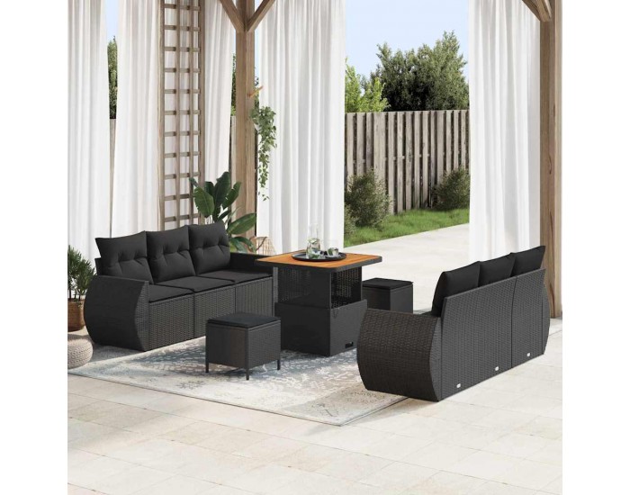 Sonata H Градински Софа Комплект 9 pcs Черно 80 x 80 x 71 cm