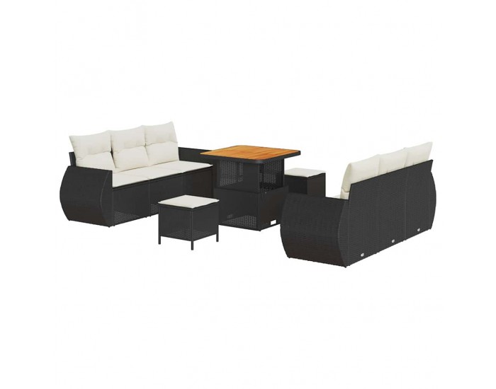 Sonata H Градински Софа Комплект 9 pcs Черно и кремаво 80 x 80 x 71 cm