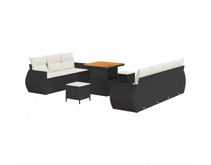 Sonata H Градински Софа Комплект 10 pcs Черно и кремаво 80 x 80 x 71 cm