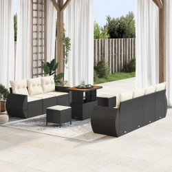 Sonata H Градински Софа Комплект 10 pcs Черно и кремаво 90 x 55 x 71 cm - Canapele și bănci de grădină