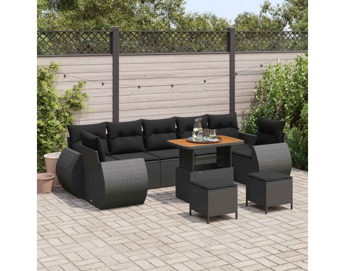 Sonata H Градински Софа Комплект 10 pcs Черно 90 x 55 x 71 cm