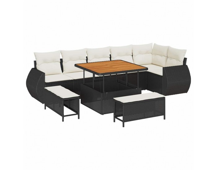 Sonata H Градински Софа Комплект 9 pcs Черно и кремаво 100 x 100 x 71 cm