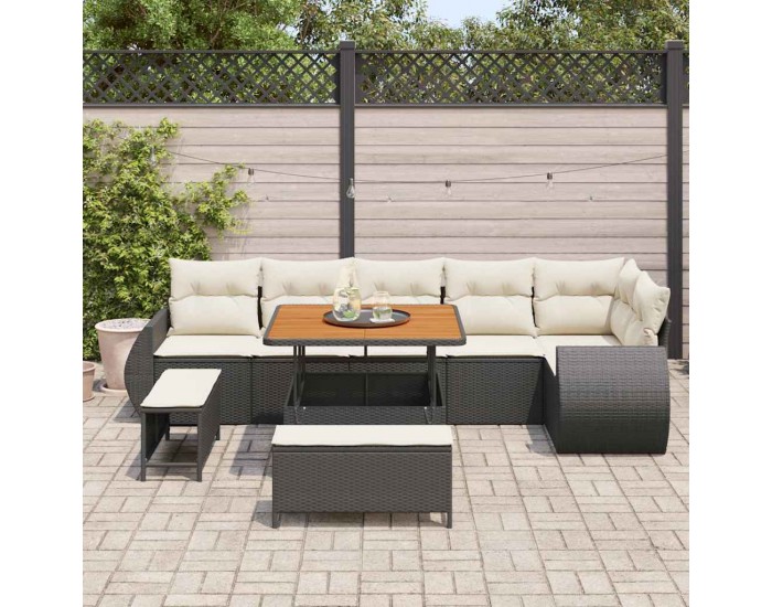 Sonata H Градински Софа Комплект 9 pcs Черно и кремаво 100 x 100 x 71 cm